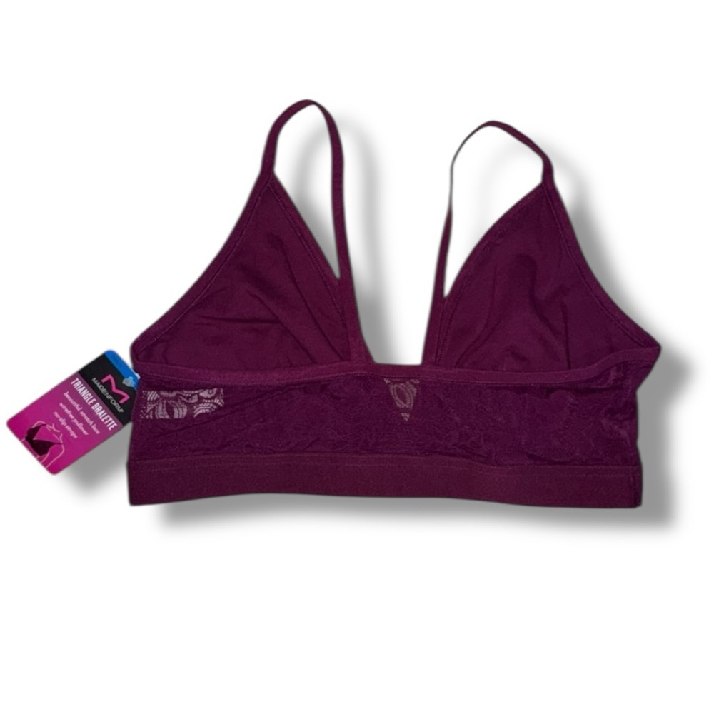 Maidenform Bralette NWT Magenta Triangle Stretch Lace Wirefree Pullover Size XL🍭 - Picture 8 of 16